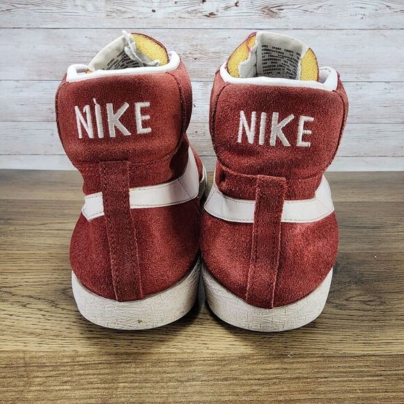 Nike Blazer Mid Team Red Maroon Suede White Big Swoosh Retro Shoes Size 10.5 - Picture 6 of 8